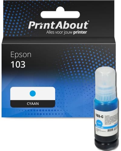 PrintAbout huismerk Inktcartridge 103 (C13T00S24A) Cyaan Geschikt voor Epson