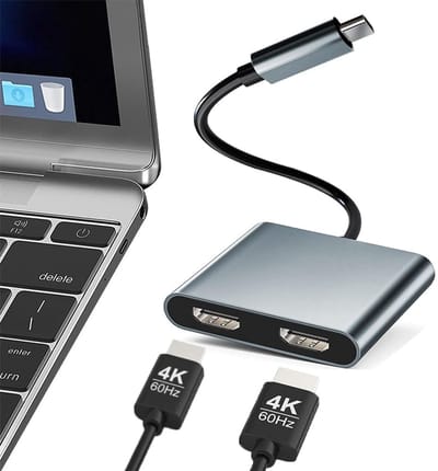 USB Type-C naar HDMI Dual Monitor Adapter geschikt voor HP/Dell/Surface/Lenovo/Thinkpad laptops