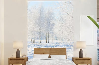 Behang - Fotobehang Sneeuw - Bomen - Winter - Breedte 200 cm x hoogte 300 cm