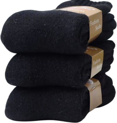 1 Paar Sokken Unisex van Kunstmatige Wol – Dikke Warme Winter- en Herfst Sokken voor Heren en Dames, Lange Fleece Sokken, Koudbestendig, Comfortabel en Perfect Cadeau - Zwart