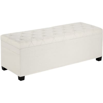 VEVOR Opbergpoef 110 x 40 x 40 cm Voetenbank Opbergbox, Draagvermogen tot 299,37 kg, Opvouwbare, Gevoerde Bank met Metalen Frame, Poef voor Woonkamer Slaapkamer Beige