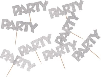 Cocktailprikkers party zilver glitter 8 stuks