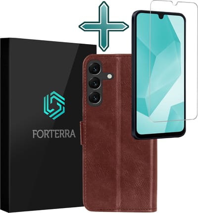 Hoesje Met Screenprotector - Geschikt voor Samsung Galaxy A16 - Luxe Pasjeshouder - Flipcase - Bookcase Portemonee - Flip Case - Kunstleer Book Case - Book Cover - Walletcase - Portemonneehoes - Bruin