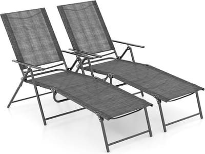KOMFOTTEU Set van 2 zonnestoelen, inklapbare ligstoel met verstelbare rugleuning, strandstoel voor tuin, strand, zwembad