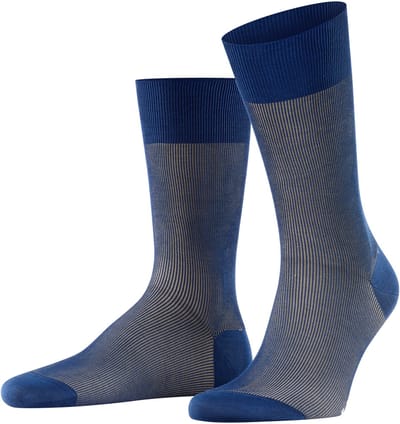 FALKE Fine Shadow gedessineerd katoen sokken heren blauw - maat 39-40