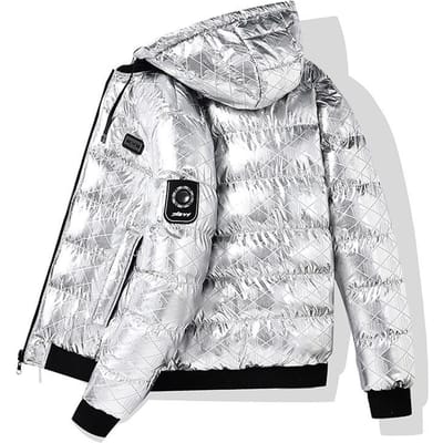 Glanzend Katoenen Jack voor Mannen, Amerikaans Verdikt Warm en Los Veelzijdig Afneembare Capuchon, Dubbelzijdig Katoenen Jack met Capuchon 2XL white