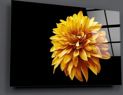 Glasschilderij-Gele Bloem Uv Bedrukte Insigne Tempered Glas Schilderij 110x70 cm