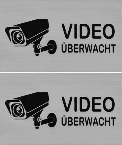Waarschuwingsbord Video - Camerabewaking Bordjes - Veiligheid Thuis - Geborsteld Aluminium - 10x6cm - Zilverkleurig