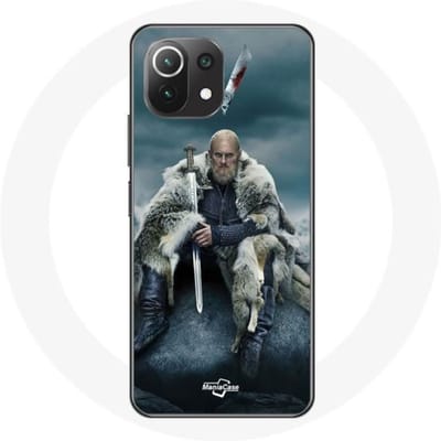 Coque - Vikings - Mi 11 Lite - Souple - Gris - Ragnar Lothbrok logo V Epée gris