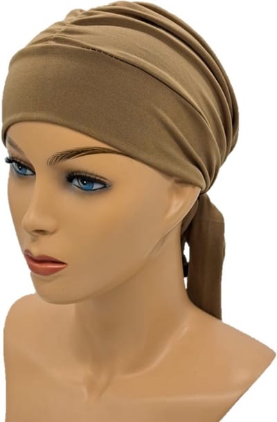 Johnson Headwear® - Chemo Wikkelmuts - Chemo muts - Andrea - Bruin - Dames muts - Chemo Cap - Muts - Cap - Hoofddeksel - Zomer Mutsje