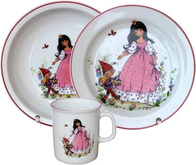 3-delig Kinderbestek Porselein – Sprookjesmotief – Kleurrijk & Modern Servies