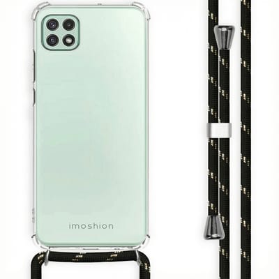 imoshion Hoesje - Geschikt voor Samsung Galaxy A22 (5G) - Backcover met koord - Zwart & Goud