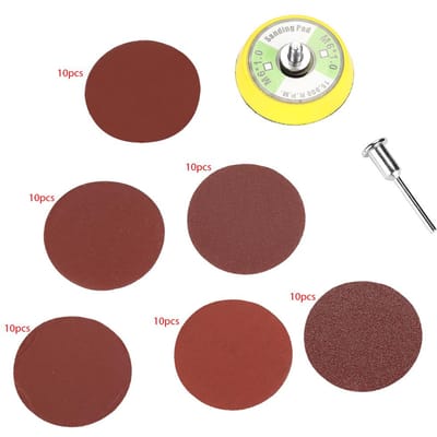 Lot de 60 disques abrasifs ronds rouges de 2 pouces, grain 100, 240, 600, 800, 1 000, 2 000#