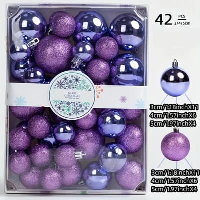 Livano Kerstballen - Kerstversiering - Plastic - Paars - Kerstballenset - 42 stuks