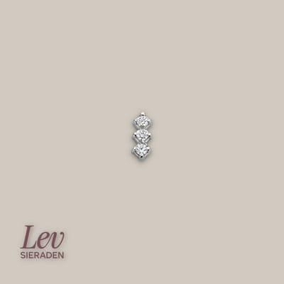 Lev Sieraden - Triple zirkonia Labret - Gerhodineren 925 zilver