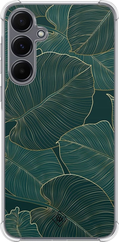 Casimoda® hoesje - Geschikt voor Samsung Galaxy A35 5G - Monstera Leaves - Shockproof case - Extra sterk - TPU/polycarbonaat - Groen, Transparant