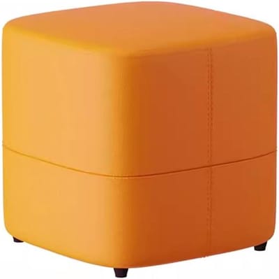 Voetenbankje - Krukje Meubel - Ontspanning Zitten - Massief Houten Frame - 33x33x33 cm - Oranje