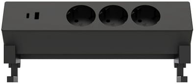 Stekkerdoos Euroseats opbouw 3 voudig USB A+C zwart