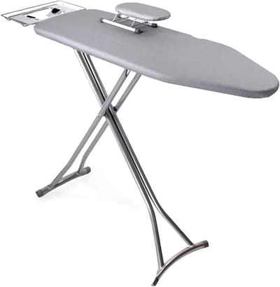 Strijkplank - Strijkstation Huishouden - Kleding Strijken - Stalen Gaaspaneel - L133xB34xH74-92CM - Grijs