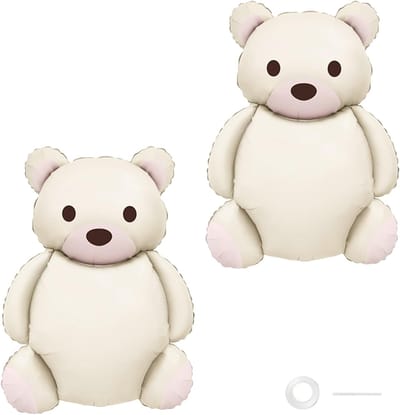 Set van 2 Schattige Beren Ballonnen in Beige en Roze voor Feestjes en Verjaardagen