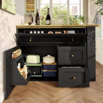 Bartafel Uittrekbaar - Eettafel Opbergruimte - Eten en Werken - 360 Graden Draaibaar - 138-204 x 39 x 105 cm