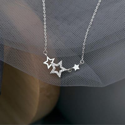925 Sterling Zilver Ingelegd Zirkonia Ster Kettingen voor Vrouwen Zoete en Leuke Hanger Choker Mode Creatieve Sieraden Cadeau gray