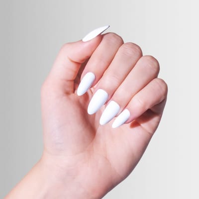 Artistic Nail Design Colourluxe Press On Tips ' Whiteout Glam ' ( Short Almond )