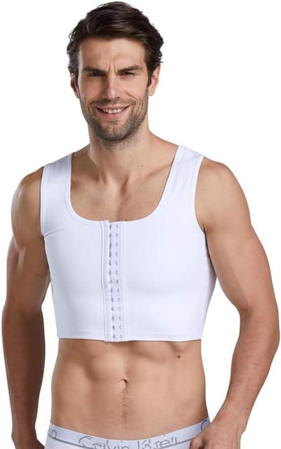 Compressie Vest Heren Borst Binder Platte Borst Shaper met 3 Rijen Sluiting