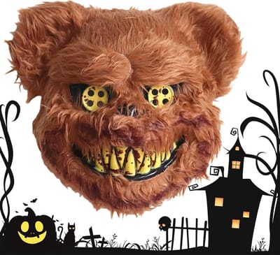 Creepy Halloween Horror Mask voor Volwassenen en Kinderen - Grappig Masker voor Halloween Kostuum, Carnaval, Cosplay en Spookhuis Decoratie (Bruine Beer Stijl)