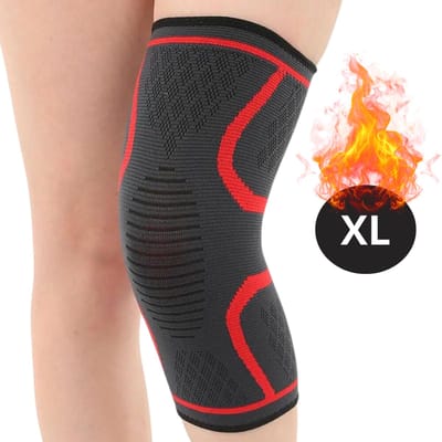 Bovista Kniebrace - Sportbrace Knie - Knee Sleeves - Knee Sleeves Powerlifting - Compressie Knie Brace - Knee Wraps - Knee Support - Dames - Heren - Rood - Maat XL