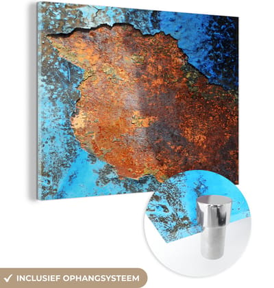MuchoWow® Glasschilderij 120x90 cm - Schilderij acrylglas - Industrieel - Metalen - Roest - Vintage - Foto op glas - Schilderijen