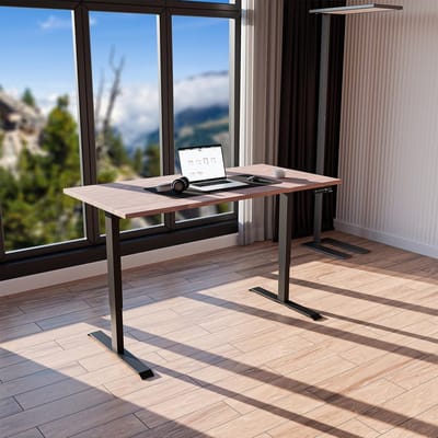 Elektrisch Verstelbaar Bureau 200x90 cm – Ergonomisch Zit-Sta Bureau met 4 Geheugenstanden, Stil Motor Systeem (70-120 cm), Anti-Botsing, Modern Design Zwart/Walnoot – Laura
