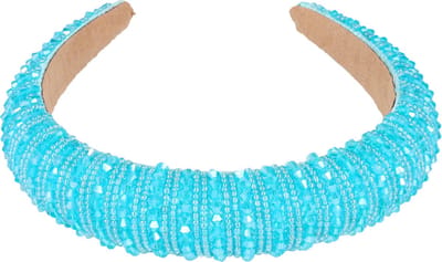 Haarsoires Haarband Diadeem 3,5cm – Dik Gevuld – Facetkralen – Blauw - Glanzende Haaraccessoire voor Feest of Bruiloft