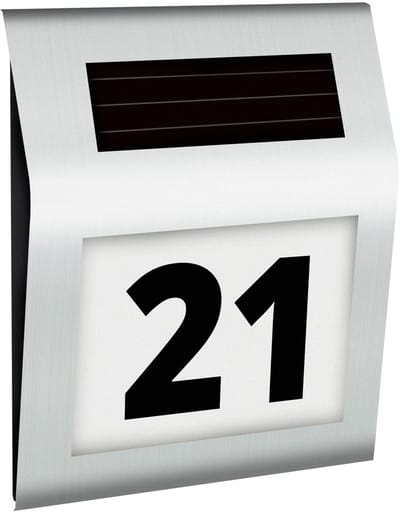 Retoo Solar LED Huisnummer met Bewegingssensor - Roestvrij Staal IP44 - Verlicht Huisnummer voor Buiten