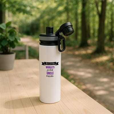 Hacebo® - World's greatest uncle waterfles met draaidop grijs - Oom - een oom - verjaardagscadeau - cadeau voor oom - kado - water fles - 850ML