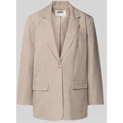 Only beige dames blazer   Revers kraag   Oversized fit   Klepzakken   Gemeleerd patroon   Knoopsluiting   Lange mouw Beige S