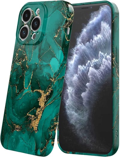 Smartphonica Telefoonhoesje Geschikt voor iPhone 11 Pro met Groen Marmer Opdruk - Flexibel Softcase TPU - Backcover Case Green Gold Marble Design geschikt voor iPhone 11 Pro