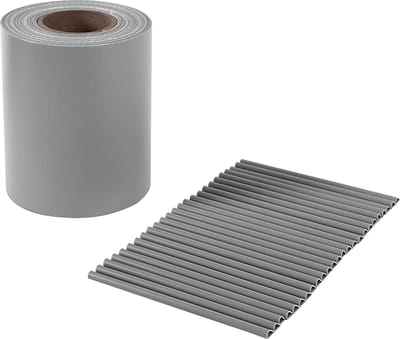 PVC scherm, hekfolie 40 m x 19 cm, extra dik en oogdicht, met 25 x montageclips, lichtgrijze HMPJ040Q