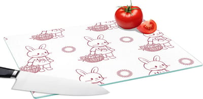Glazen Snijplank - 39x28 - Konijnen - Patronen - Dieren - Cartoon - Snijplanken Glas