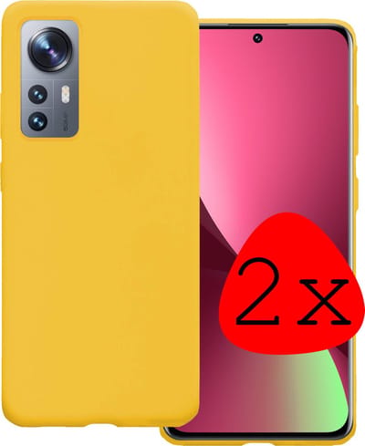 Hoesje 2 Stuks - Geschikt voor Xiaomi 12 - Sterk & Shockproof - Case Siliconen - Back Cover - Telefoon Hoes - Geel