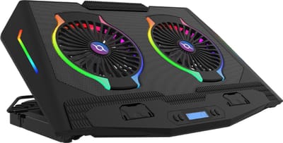 AQIRYS - ZENITH - GAMING LAPTOP COOLER - RGB - 410 x 282 x 40 mm - ZWART en RGB - 4 FANS - 36W - Speciale koelmodule