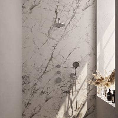 Brauer Chrome Edition thermostatische inbouw regendouche SET 07 met 20 cm douchekop en rechte muurarm en 3-standen handdouche en doucheslang en wandaansluitbocht chroom
