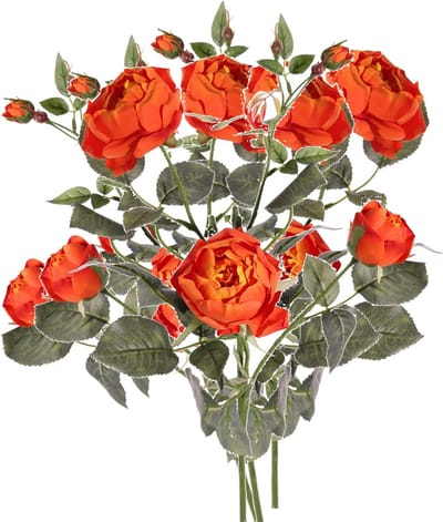 Top Art Kunstbloem roos Ariana - 5x - oranje - 73 cm - kunststof steel - decoratie bloemen