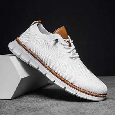 Breeze Schoenen voor Heren Urban Stijlvolle Comfort Oxfords Formeel Zakelijk Wandelschoenen voor Mannen Antislip Dress Sneakers voor Bruiloft 40 white