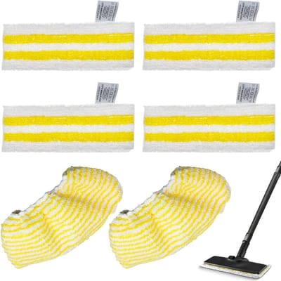 Stoomreiniger doeken - Microvezel pads - Vloeren reinigen - Wasbaar en herbruikbaar - 6 stuks - Geel
