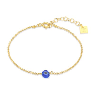 Twice As Nice Armband in 18kt verguld zilver, nazar 15cm+3cm