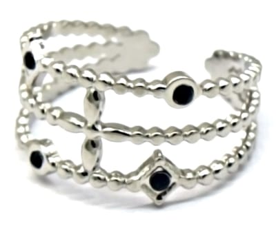 Ring met Kralen - RVS - One Size - Zilverkleurig