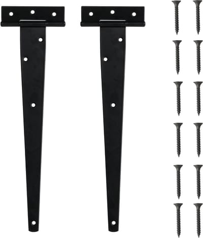 T-hengsels 300mm - zwart metaal - zwaar belastbaar - voor houten deuren en tuinpoorten - SnelShoppen