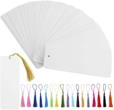 Dailygoods- Boekenleggers Set van 62 Stuks - Lege Boekenleggers - Papieren Bladwijzers - DIY Handwerk - Kleurrijke Kwasten - Duurzaam Materiaal