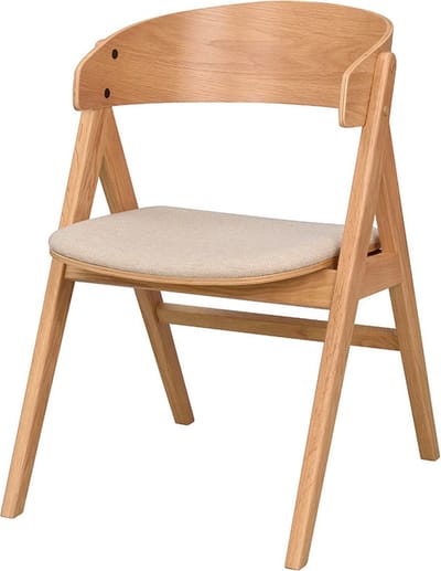 Rowico Home Waterton Houten Eetkamerstoel Naturel - Beige Zitting - Stof - Design - Scandinavisch